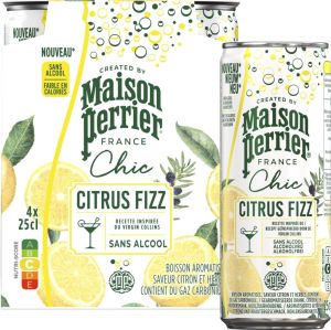 Maison Perrier mocktail Citrus Fizz, citron et herbes, cannette de 25 cl, paquet de 4 pi&egrave;ces