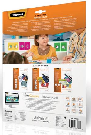 Fellowes pochette &agrave; plastifier Admire Stylish Matt Enhance80 ft A4, 160 microns (2x80 microns), 25 pi&egrave;ces