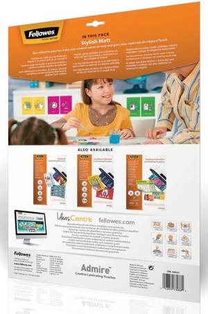 Fellowes pochette &agrave; plastifier Admire Stylish Matt Enhance80 ft A3, 160 microns (2x80 microns), 25 pi&egrave;ces