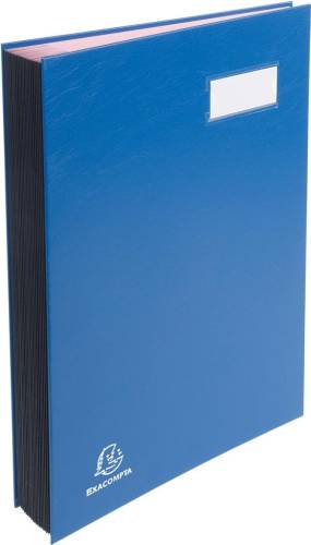 Exacompta signataire pour ft 24 x 35 cm, en carton couverte avec pvc, 20 compartiments, bleu