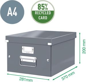 Leitz WOW bo&icirc;te de rangement Click & Store, ft A4, noir