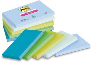 Post-it Super Sticky notes Oasis, 90 vel, ft 76 x 127 mm, geassorteerde kleuren, pak van 5 blokken