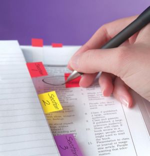 Post-it index standaard, ft 24,4 x 43,2 mm, houder met 50 tabs, rood