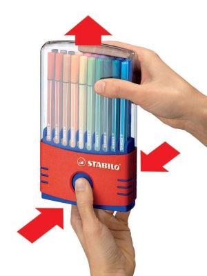 STABILO Pen 68, ColorParade, bo&icirc;te rouge-bleu, 20 pi&egrave;ces en couleurs assorties