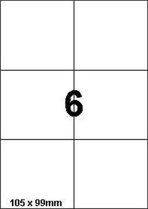 DBS étiquettes 105 x 99 mm, 6 par feuill