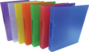 Alpha classeur &agrave; anneaux, pour ft A4, en PP, 2 anneaux de 25 mm, couleurs assorties tranparentes
