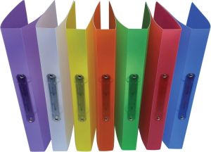 Alpha classeur &agrave; anneaux, pour ft A4, en PP, 2 anneaux de 25 mm, couleurs assorties tranparentes