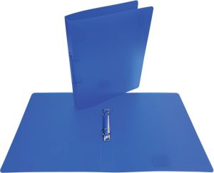 Alpha classeur &agrave; anneaux, pour ft A4, en PP, 2 anneaux de 25 mm, bleu tranparent