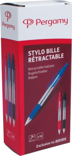 Pergamy stylo bille Retract, pointe moyenne, bleu