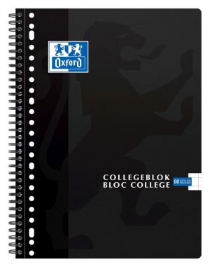 Oxford School collegeblok, ft A4+, 160 bladzijden, 23-gaats, geruit 10 mm, assorti