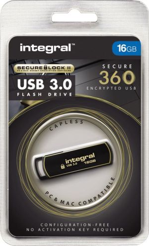 Integral 360 Secure USB 3.0 stick, 16 GB