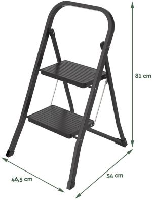 Brasq trapladder SL200, metaal, zwart,  2 treden