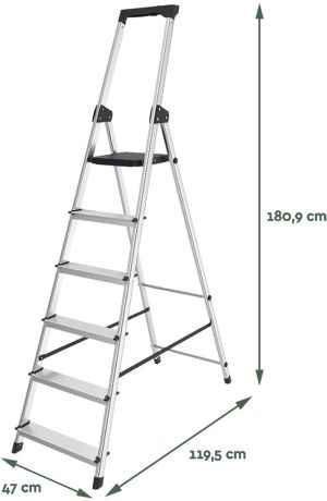 Brasq trapladder SL600, aluminium, zilver,  6 treden