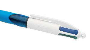 Bic 4 Colours Grip stylo bille 4 couleurs, moyen, 4 couleurs d'encre classique, corps bleu