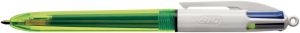 Bic 4 Colours Fluo stylo bille 4 couleurs, moyen, 3 couleurs classiques et un surligneur jaune fluo