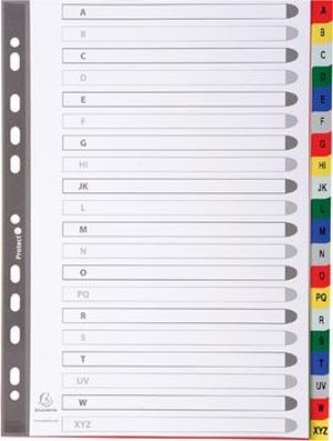 Exacompta intercalaires pour ft A4, en PP, de A &agrave; Z, 20 onglets, index, couleurs assorties