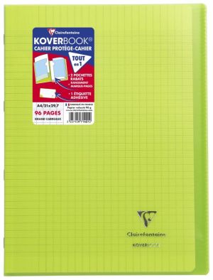 Clairefontaine schrift Koverbook voor ft A4, 96 bladzijden, kaft in PP, sey&egrave;s, geassorteerde kleuren