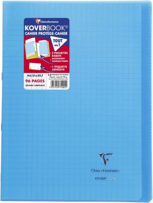 Clairefontaine schrift Koverbook voor ft A4, 96 bladzijden, kaft in PP, sey&egrave;s, geassorteerde kleuren