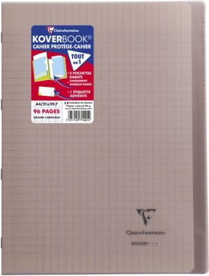 Clairefontaine schrift Koverbook voor ft A4, 96 bladzijden, kaft in PP, sey&egrave;s, geassorteerde kleuren