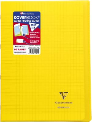 Clairefontaine schrift Koverbook voor ft A4, 96 bladzijden, kaft in PP, sey&egrave;s, geassorteerde kleuren