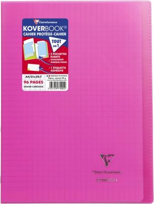 Clairefontaine schrift Koverbook voor ft A4, 96 bladzijden, kaft in PP, sey&egrave;s, geassorteerde kleuren