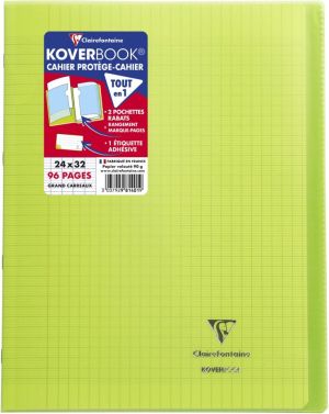 Clairefontaine schrift Koverbook voor ft A4+, 96 bladzijden, kaft in PP, sey&egrave;s, transparant