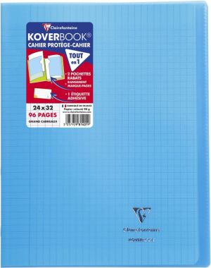 Clairefontaine schrift Koverbook voor ft A4+, 96 bladzijden, kaft in PP, sey&egrave;s, transparant