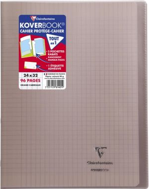 Clairefontaine schrift Koverbook voor ft A4+, 96 bladzijden, kaft in PP, sey&egrave;s, transparant