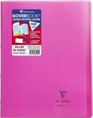 Clairefontaine schrift Koverbook voor ft A4+, 96 bladzijden, kaft in PP, sey&egrave;s, transparant