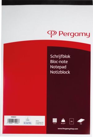Pergamy schrijfblok, 60 g/m&sup2;, ft A4, 100 vel, geruit 5 mm