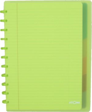 Atoma Seyes schrift, ft A4 +, 120 bladzijden, PP,  gelijnd, met 6 tabbladen en 5 showtassen, assorti