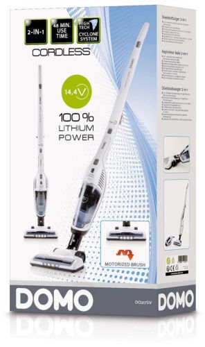Domo aspirateur-balai 2 en 1 avec batterie rechargeable, 14,4 V, blanc