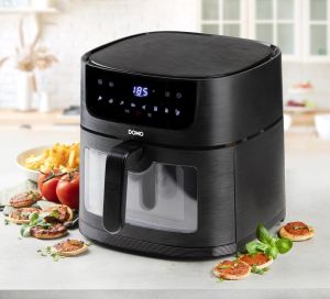 Domo friteuse &agrave; air chaud Deli-Fryer avec fen&ecirc;tre de visualisation, 8 l, noir