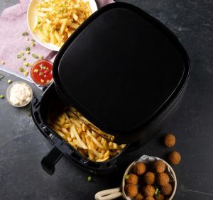 Domo friteuse &agrave; air chaud Deli-Fryer avec fen&ecirc;tre de visualisation, 8 l, noir
