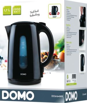 Domo bouilloire 360&deg;, 1,7 litres, noir