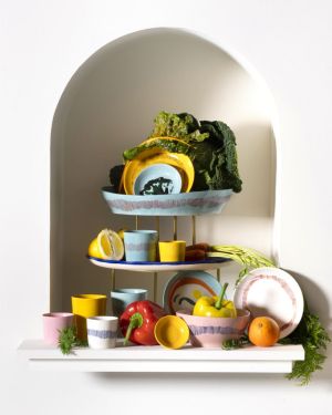 Ottolenghi, Feast Tableware, Ontbijtbord wit, blauwe strepen