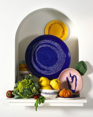 Ottolenghi, Feast Tableware, Dinerbord donkerblauw, witte stippen