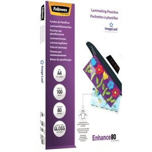 Fellowes 100 pochettes de plastifica- tion A4 - 80 &micro;