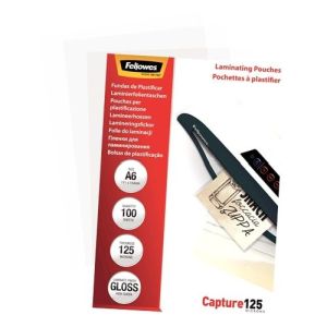 Fellowes 100 Pochettes de plastificat. 111 x 154 mm. - 125 &micro;