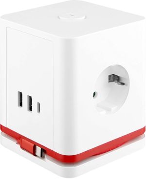 IOIO douille SW1000 avec 3 prises et 3 ports USB, cube, blanc