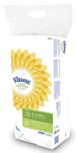Kleenex essuie-mains en papier Ultra, enchev&ecirc;tr&eacute;s, 2 plis, 124 feuilles, paquet de 5 pi&egrave;ces