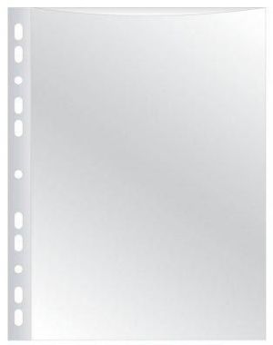 Q-CONNECT pochette perfor&eacute;e, perforation 11 trous, lisse, 50 microns, paquet de 100 pi&egrave;ces