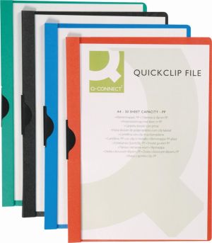 Q-CONNECT chemise &agrave; pince clip m&eacute;tallique A4 30 feuilles Transparent noir