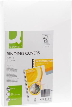 Q-CONNECT couvert A4 blanc brillant 250 micron 100 pi&egrave;ces