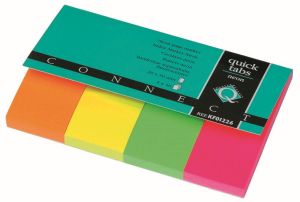 Q-CONNECT Quick Tabs, ft 20 x 50 mm, 4 x 50 tabs, geassorteerde kleuren
