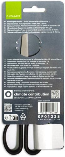 Q-CONNECT ciseaux, ft 18 cm, droite en gauche, bouts rond, inox, noir, blister de 1 pi&egrave;ce