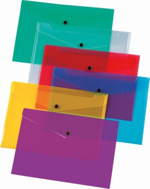 Q-CONNECT pochette documents, A4, PP transparent, fermeture &agrave; bouton-pression