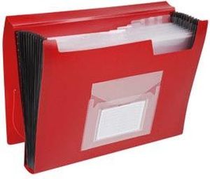 Q-CONNECT trieur, A4, PP, avec 13 compartiments, fermeture &agrave; &eacute;lastiques, rouge