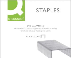 Q-CONNECT agrafes 24-6, galvanis&eacute;, bo&icirc;te de 1000 pi&egrave;ces