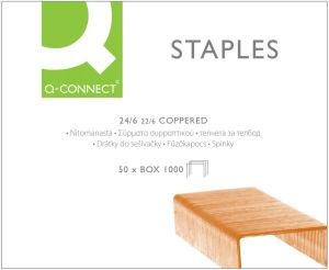 Q-CONNECT agrafes 24/6, cuivr&eacute;es, bo&icirc;te de 1.000 agrafes